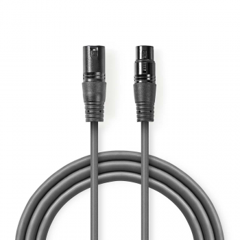 Nedis XLR - XLR Digitális DMX-kábel 3.0m (XLR 3 Tűs apa - XLR 3 Tűs anya)